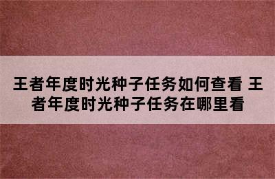 王者年度时光种子任务如何查看 王者年度时光种子任务在哪里看